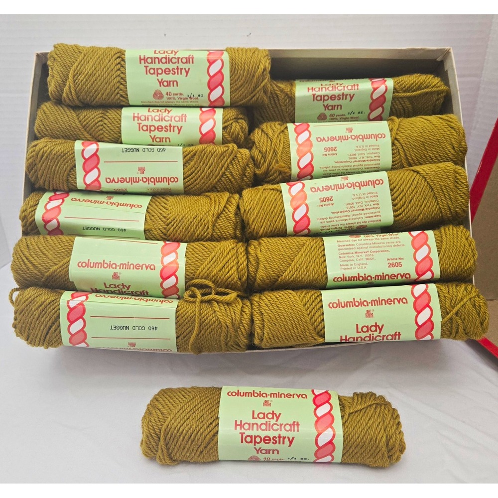 Vtg 33 Skein Lot Columbia-Minerva Tapestry Yarn Gold Nugget 450 - 100% Wool